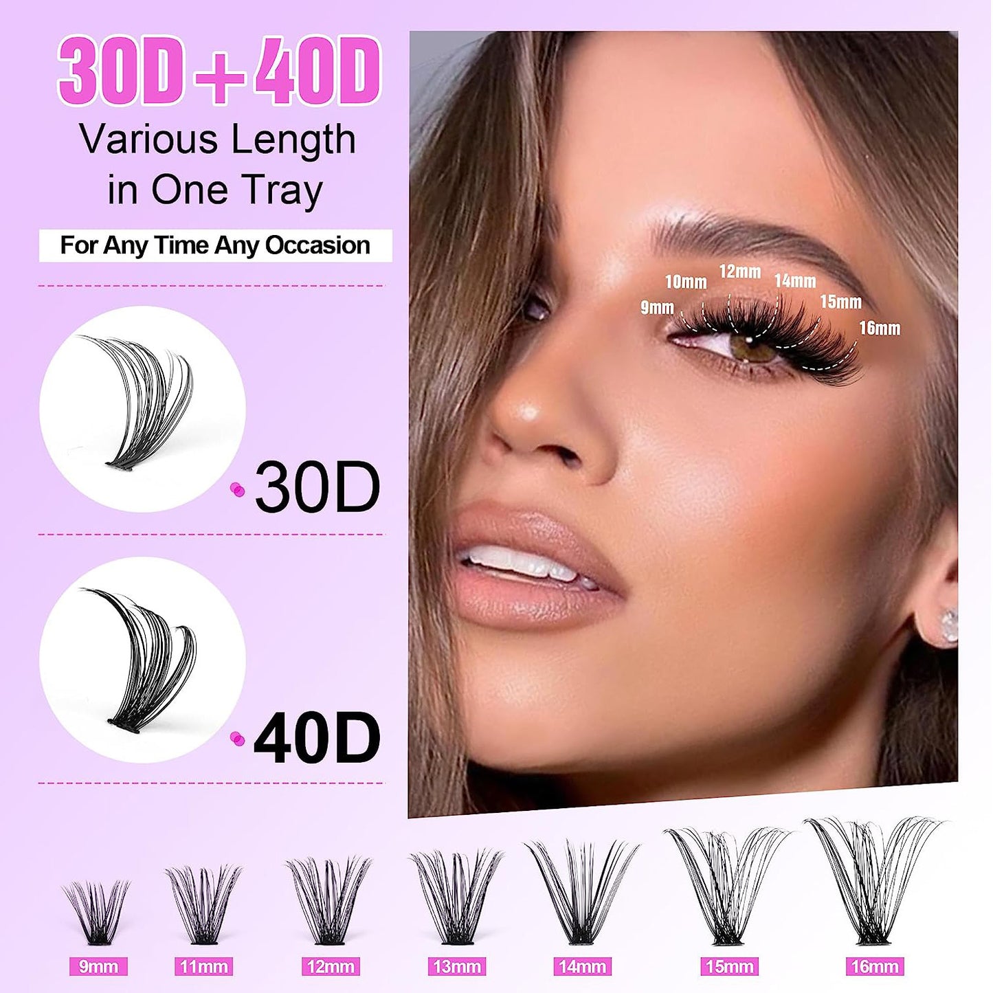 Cluster Eyelashes 30D40D Eyelashes Mixed Suit